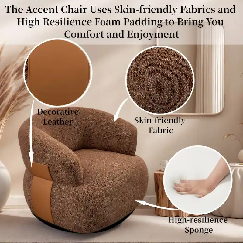 33W 360 Swivel Modern Barrel Chair Accent Chair Set of 2