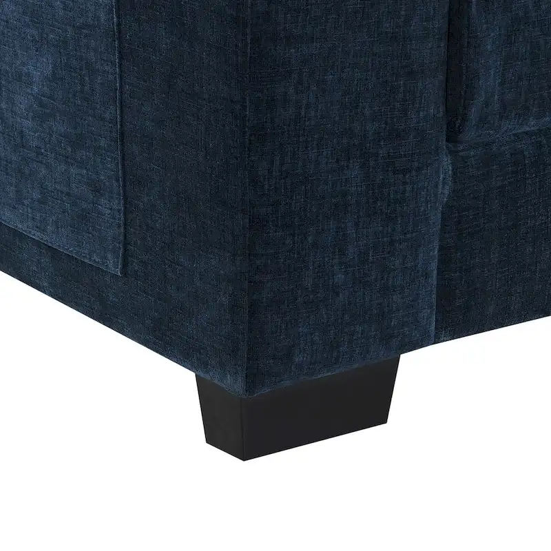 118*55  L-shaped Chenille Cloud Sofa with Double Seat Cushions, 5-seat Upholstered Sleeper Sofa Couch with Chaise Lounge