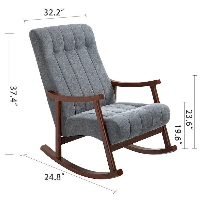 AVAWING Upholstered Rocking Chair ModernHighBackArmchair