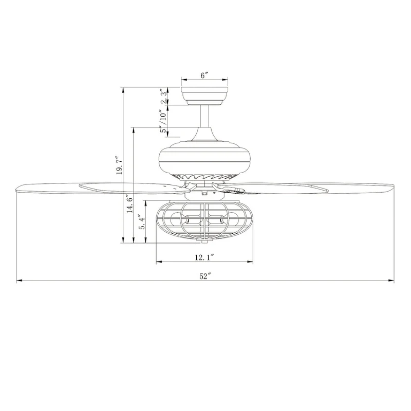 Joye Matte Black 52-Inch 5-Blade Lighted Ceiling Fan with Globe Metal Shade (optional Chrome Finish)