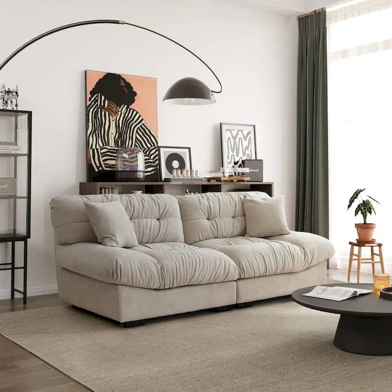 89 Suede Sectional Sofa Cloud Shape Couch for Living Room