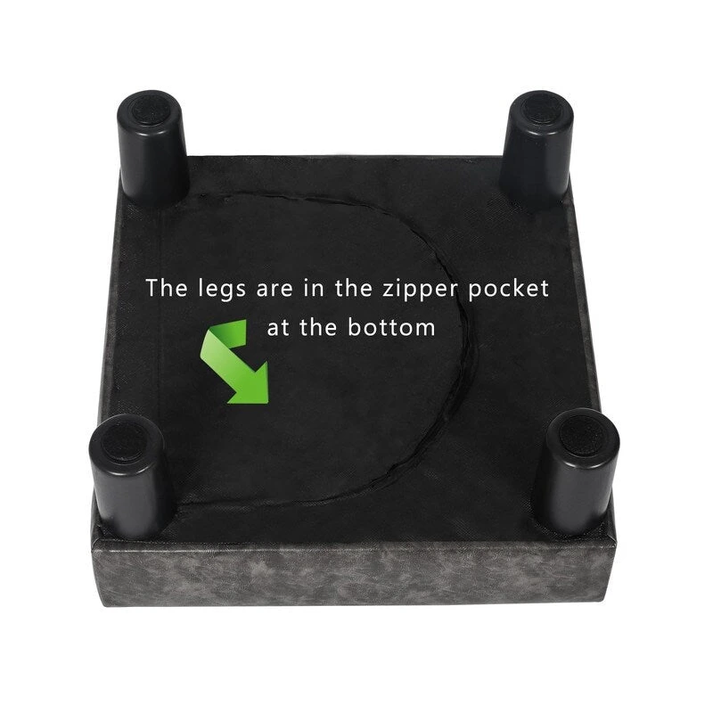 Adeco Small Footstool PU Leather Ottoman Square Footrest Stool Modern