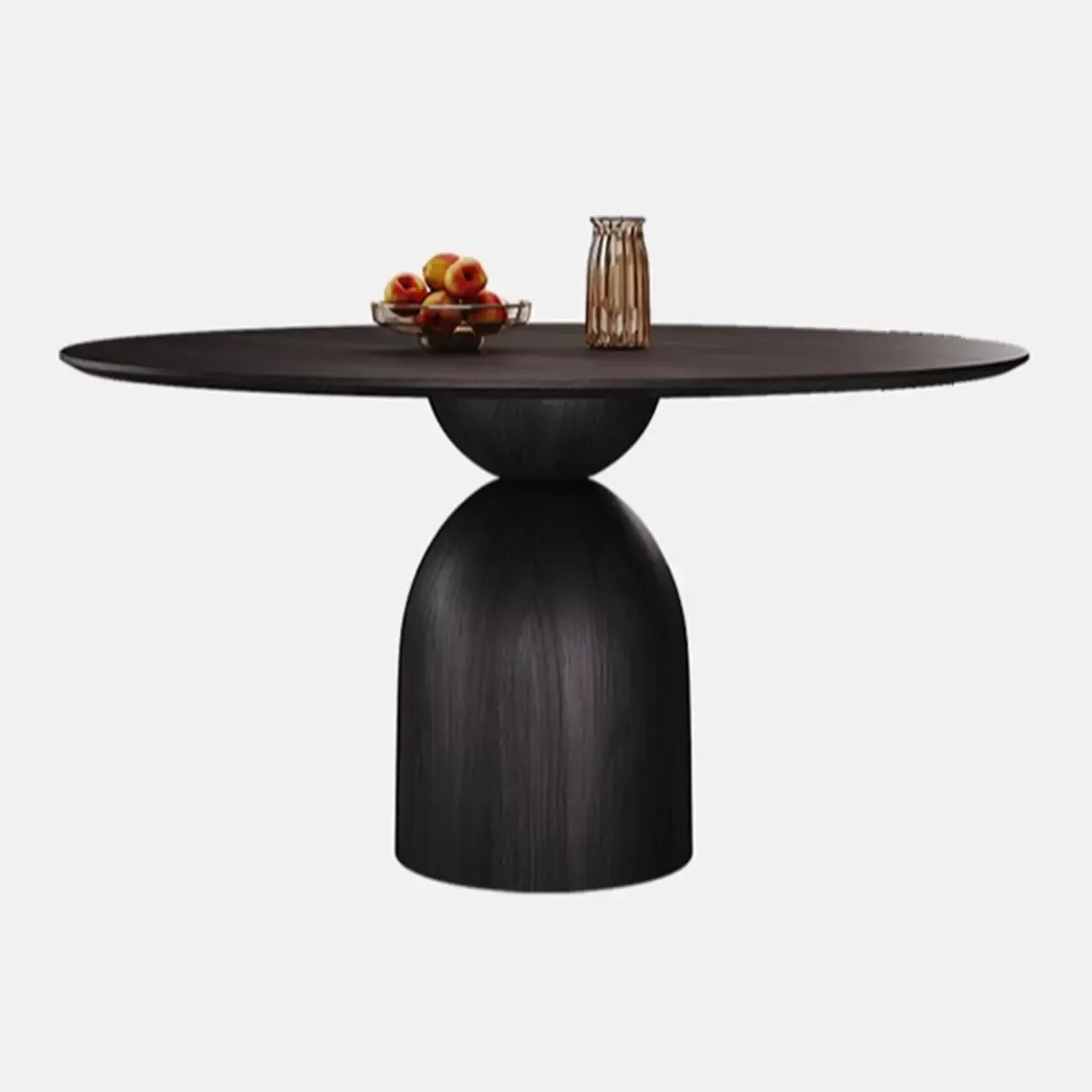 Modern Walnut Solid Wood Round Dining Table