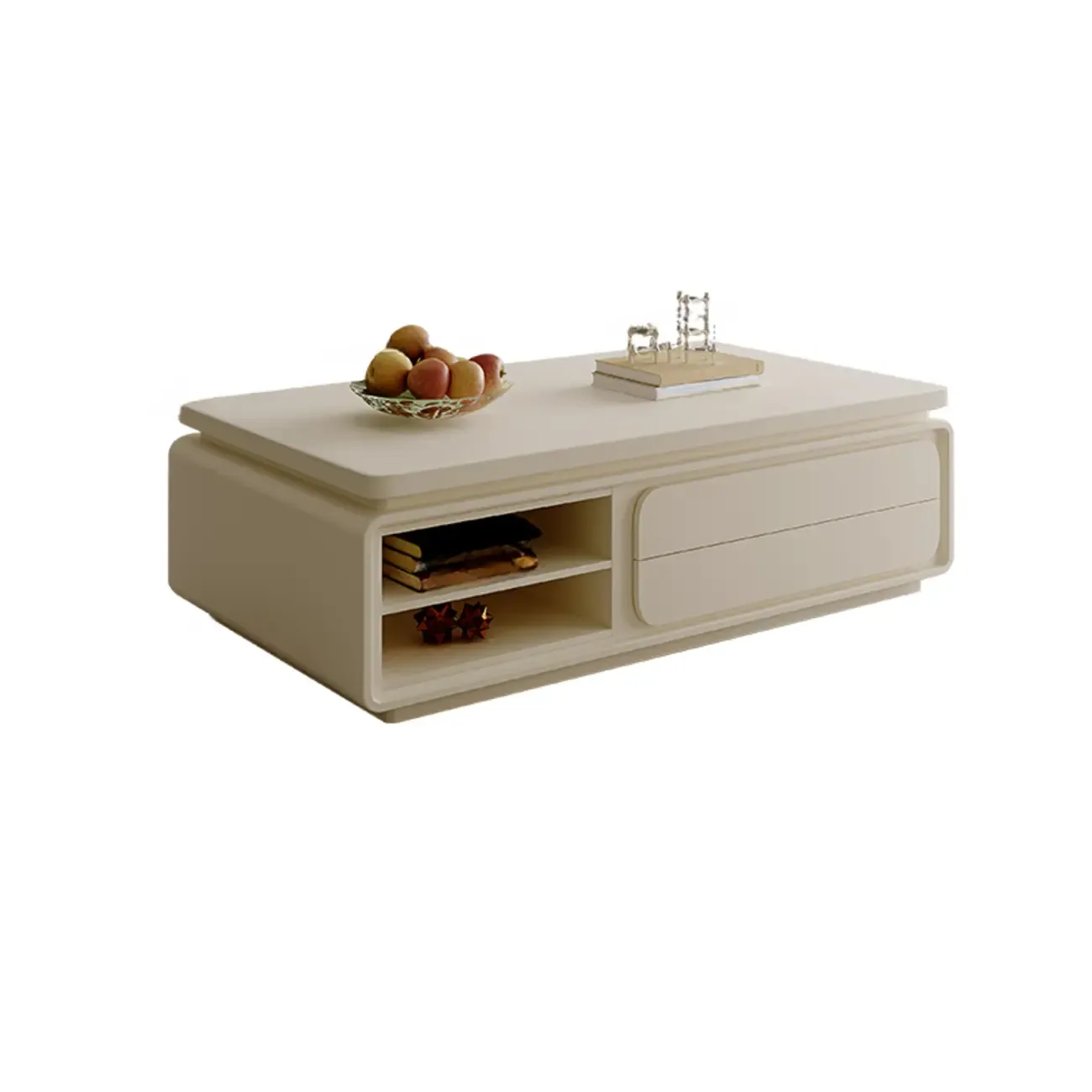 Modern Black Wooden Rectangular Coffee Table with Drawers