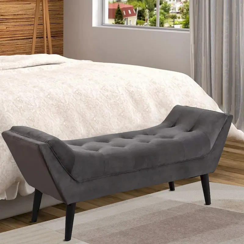 Andeworld end of bed bench Entryway Bench Modern Fabric Footstool for Hallway with Wooden Legs