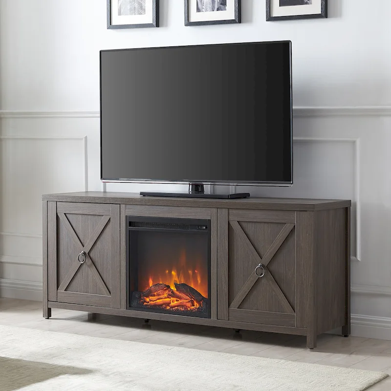 Granger 58  TV Stand with Log Fireplace Insert