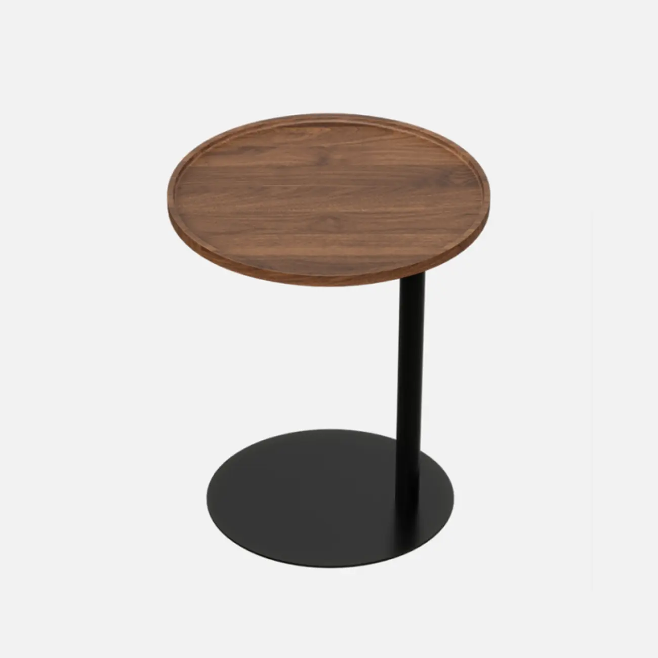 Living Room Brown Wood Top Metal C Shaped Side Table