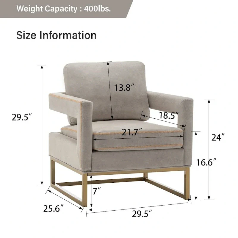 Modern Arm Accent Chair, Mid Century Living Room Chair Upholstered Lounge Chair