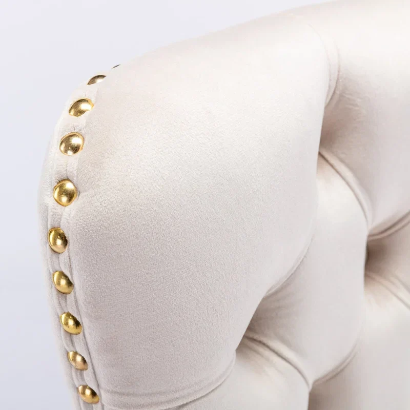 Thick Gold Velvet Swivel Bar Stool Adjustable Height Backrest