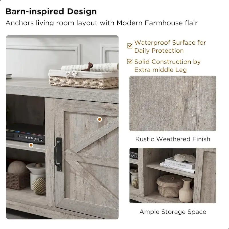 Farmhouse TV Stand, Television Console Table, Entertainment Center