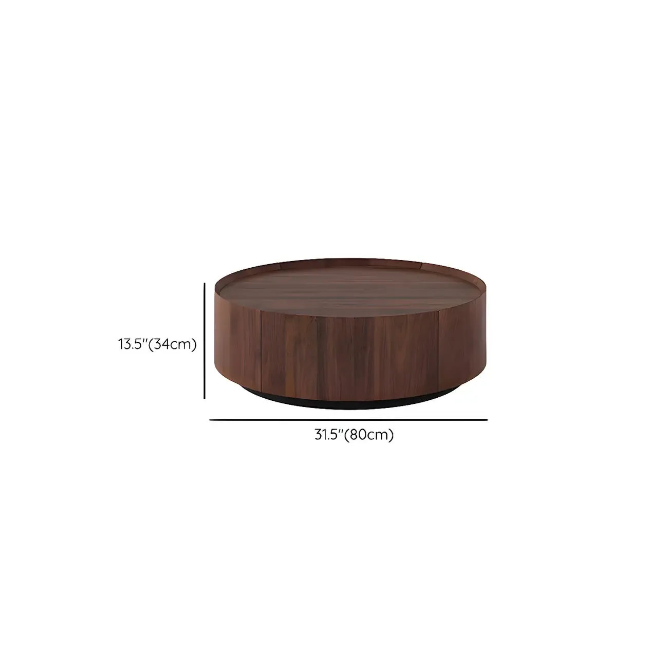 Brown Modern Stylish Round Wood Drawer Coffee Table