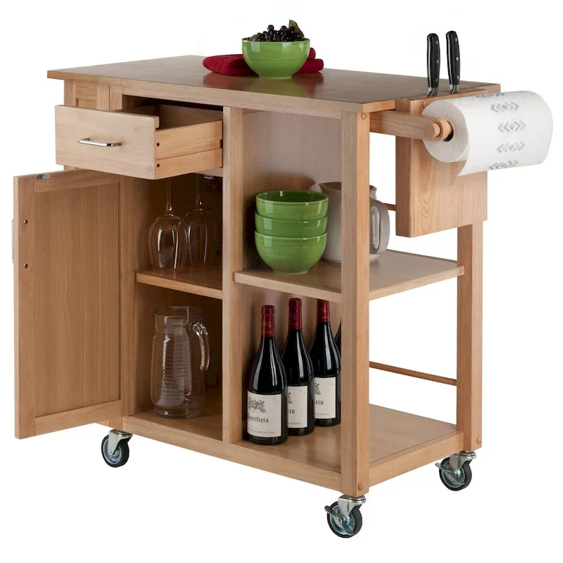 Douglas Utility Kitchen Cart, Natural - 42.52 x 18.98 x 35.63 inches