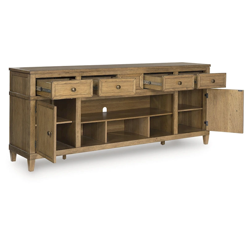 Signature Design by Ashley Sharlance Light Brown 81 TV Stand for TVs up to 93 - 81 W x 18 D x 33.38 H