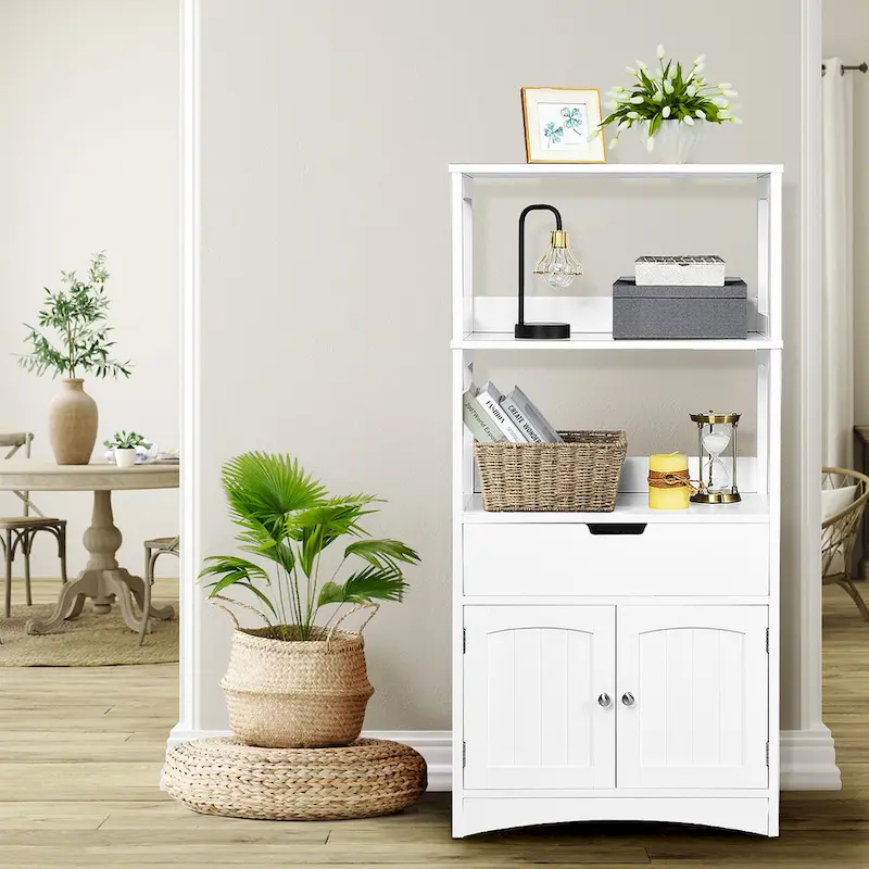 Bathroom Storage Cabinet with Drawer and 2 Open Shelves