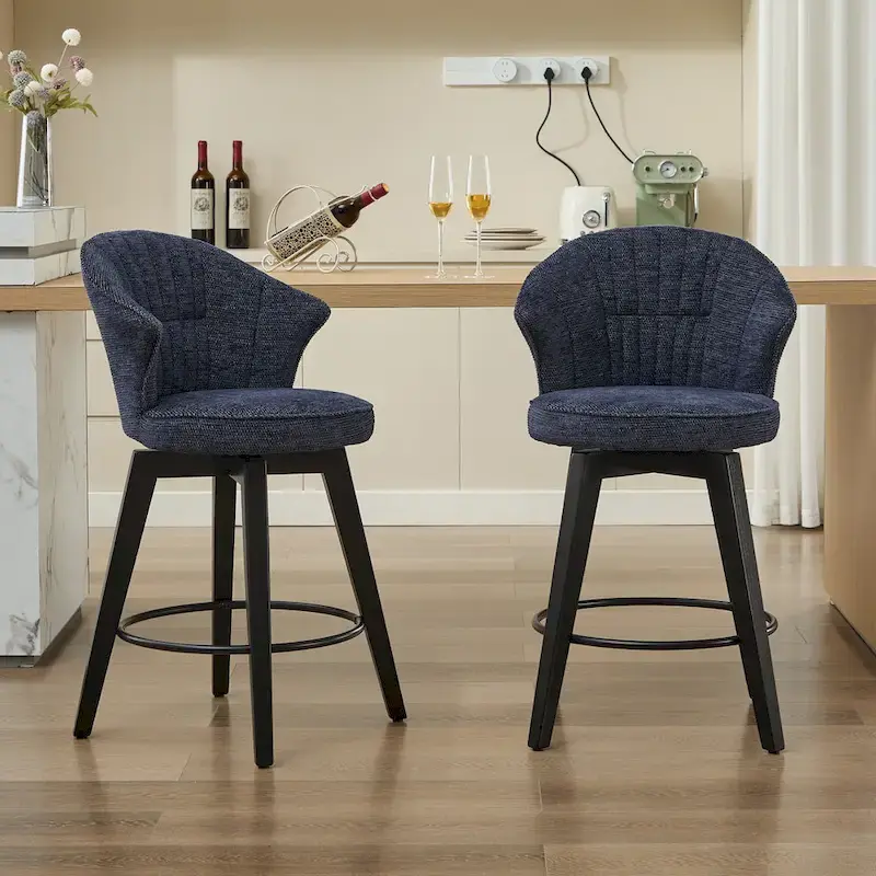 Wing Back Swivel Bar Stools Set of 2 - 25