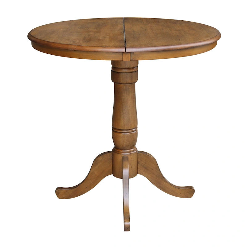 36 Round Pedestal Table with 12 Leaf in Pecan