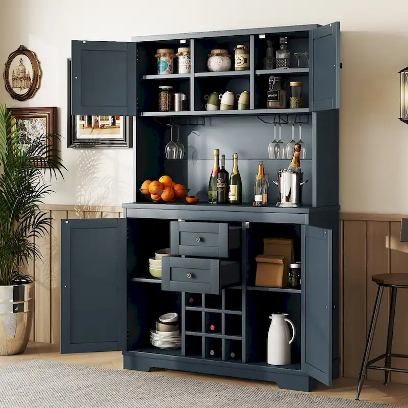 Coffee Bar Cabinet Kitchen Cabinet with Storage,Wine Cabinet with Drawers shelves and cabinets,Buffet Wine & Glass Racks