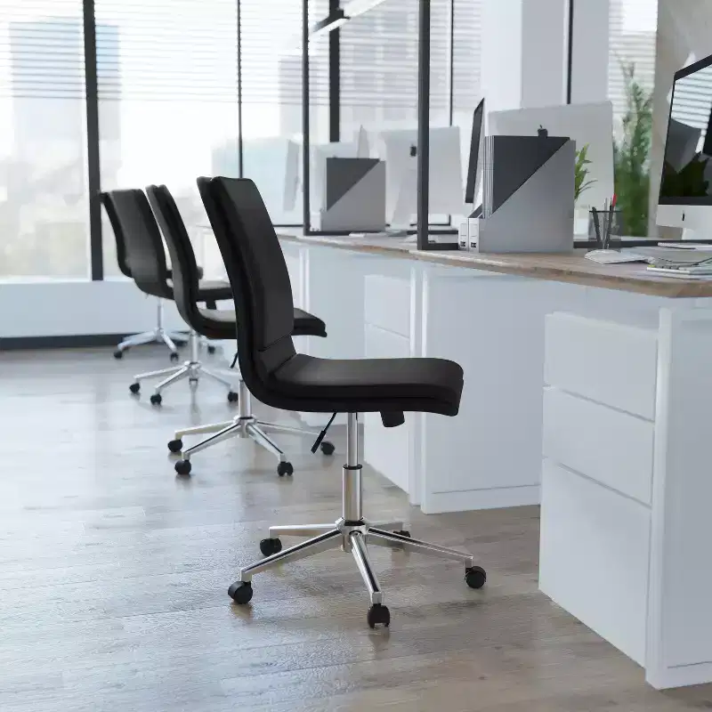 Emma and Oliver Modern Faux Leather Upholstered Mid-Back Home Office Chair with 5 Star Base and Pneumatic Seat Height Adjustment