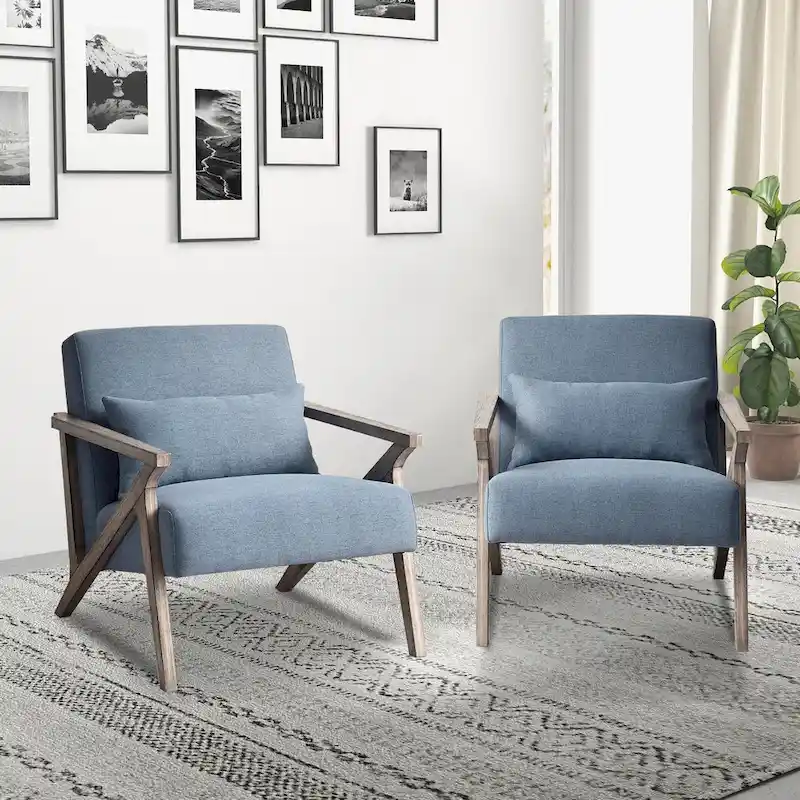 Accent Armchair Solid Hardwood Upholstered