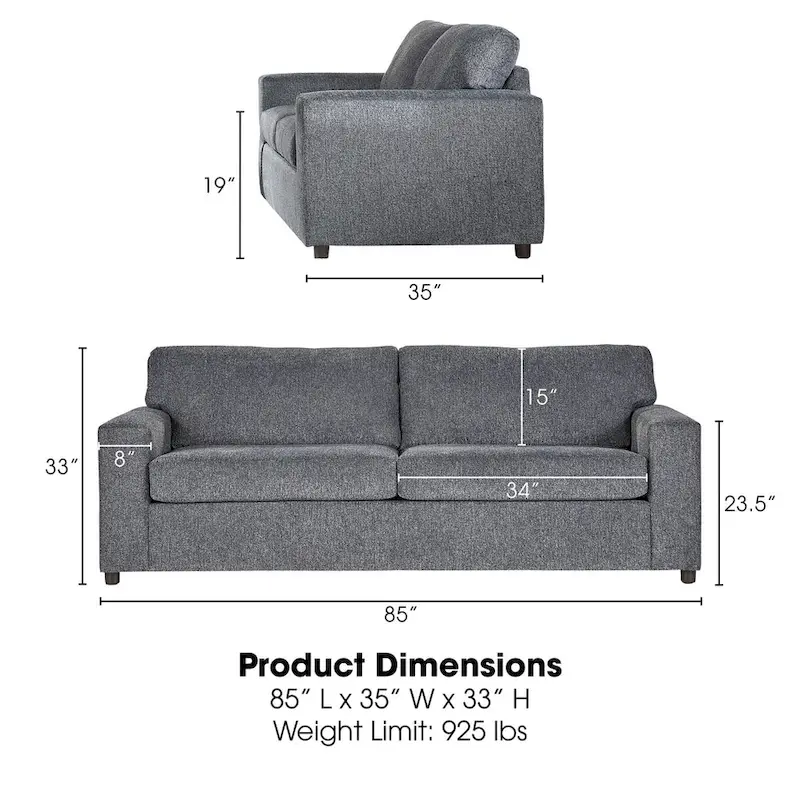 New Classic Furniture Leo Cushion Back Sofa, Made in USA