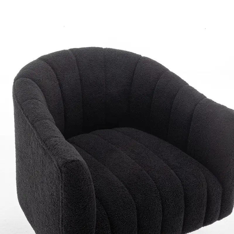 SEYNAR Modern Glam Velvet Upholstered Round Swivel Accent Barrel Chair