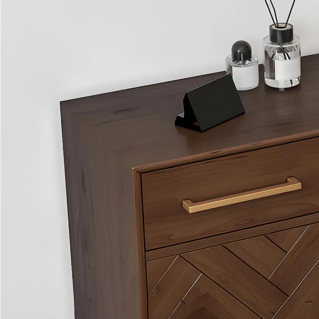 Modern Brown Solid Wood Sideboard with Drawers