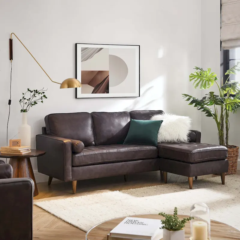 Valour 78 Leather Apartment Sectional Sofa