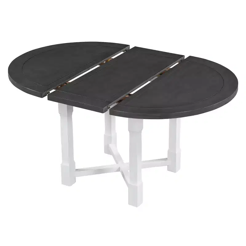 Merax Farmhouse Style Kitchen Table with Removable Leaf & Upholstered Chairs