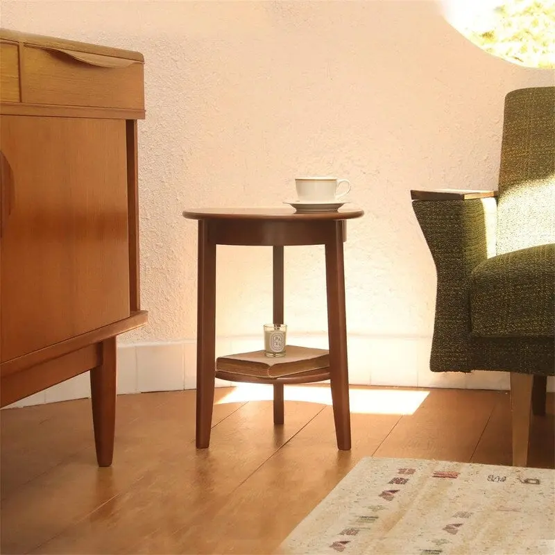 2-Tier End Table Wooden Side Table - 15.35D x 15.35W x 19.69H