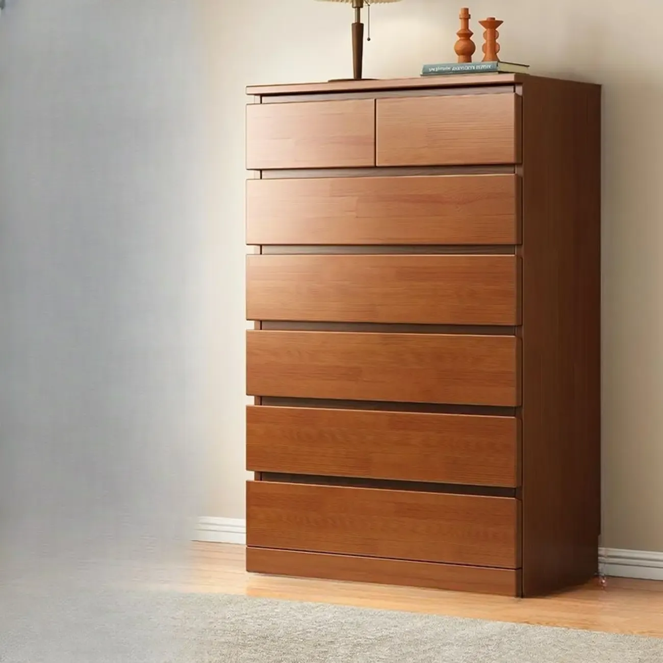 Modern Natural Wood Gloss Surface Dresser with 8-Drawers