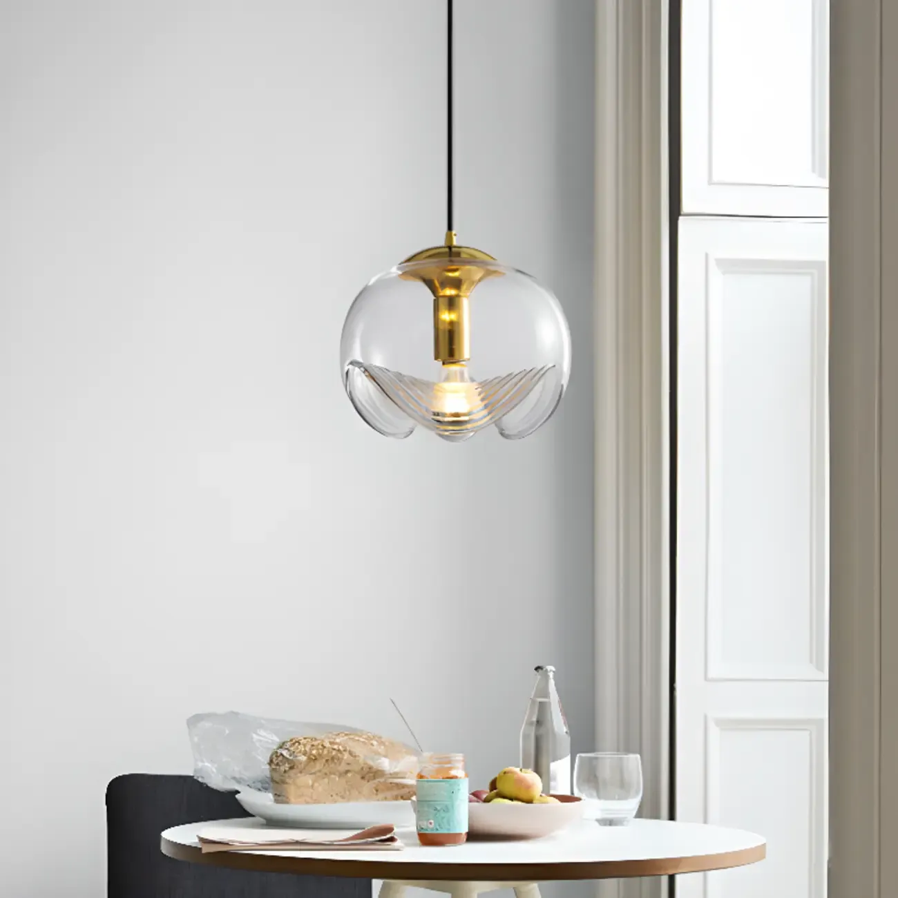 Modern Geometirc Gold Clear Glass Kitchen Pendant Light
