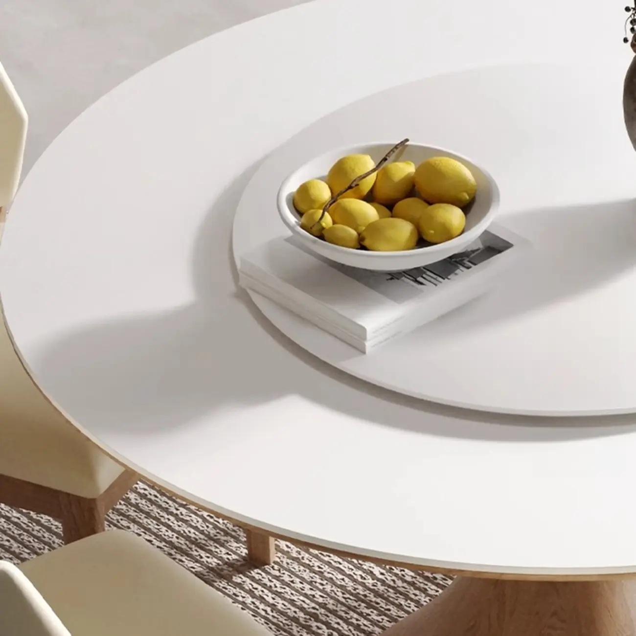 Modern White Stone Round Dining Table