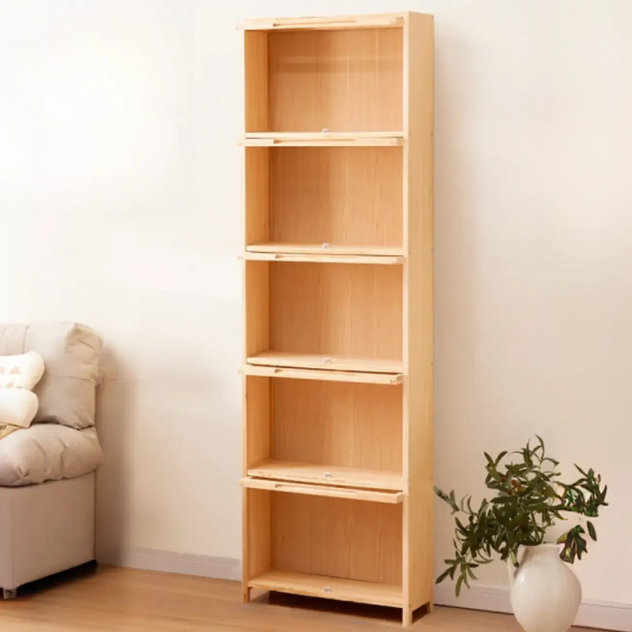Solid Wood 5-Tier Display Open Shelving Unit Bookcase