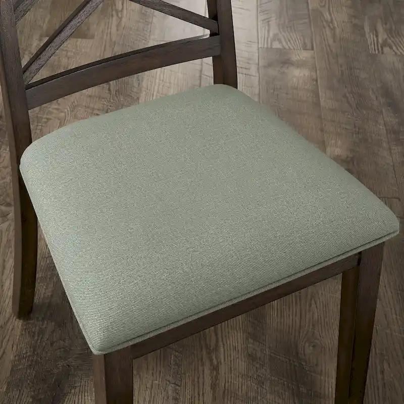 Espresso Finish Upholstered Dining Chairs with Lattice Back - Set of 2