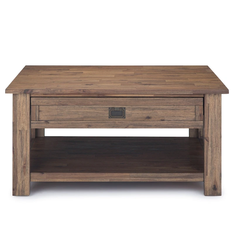 WYNDENHALL Garret SOLID ACACIA WOOD 38 inch Wide Square Rustic Coffee Table - 38 W x 38 D x 19 H