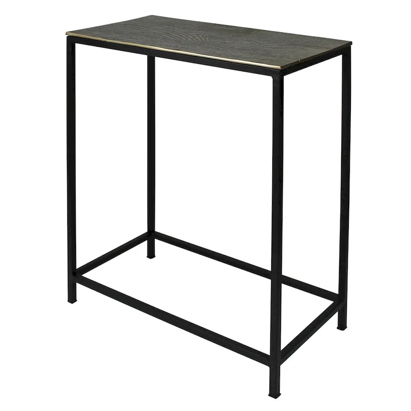 HomeRoots Set of Three Brass and Black Aluminum and Iron Frame Nested Tables - 11.5' X '26' X '21