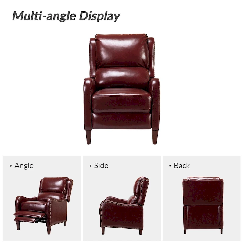 Brigida Modern Genuine Leather Nailhead Trim Recliner with Adjustable Footrest Set of 2 by HULALA HOME
