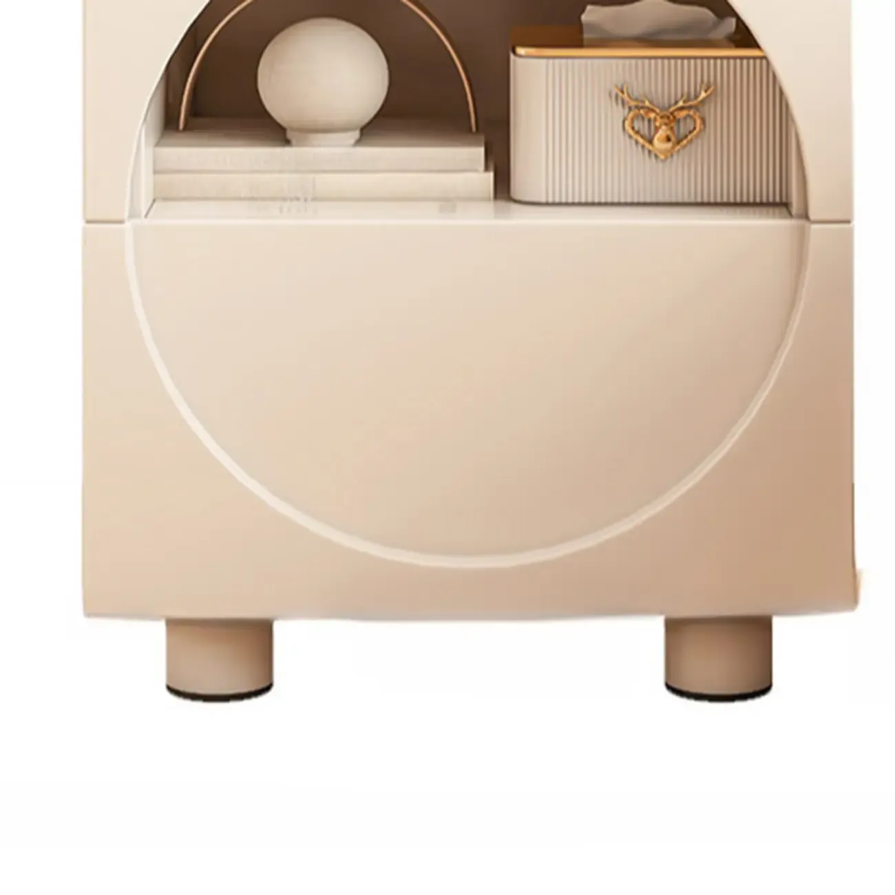 Modern 2-Tier Wooden Small Nightstand in White/Grey