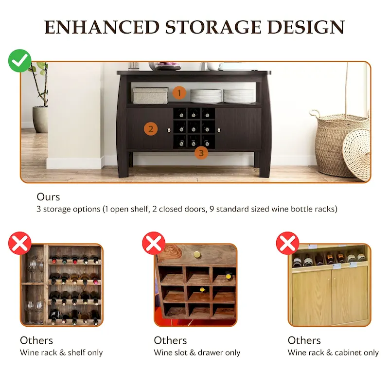 51-inch Cappuccino 1-shelf Buffet Table