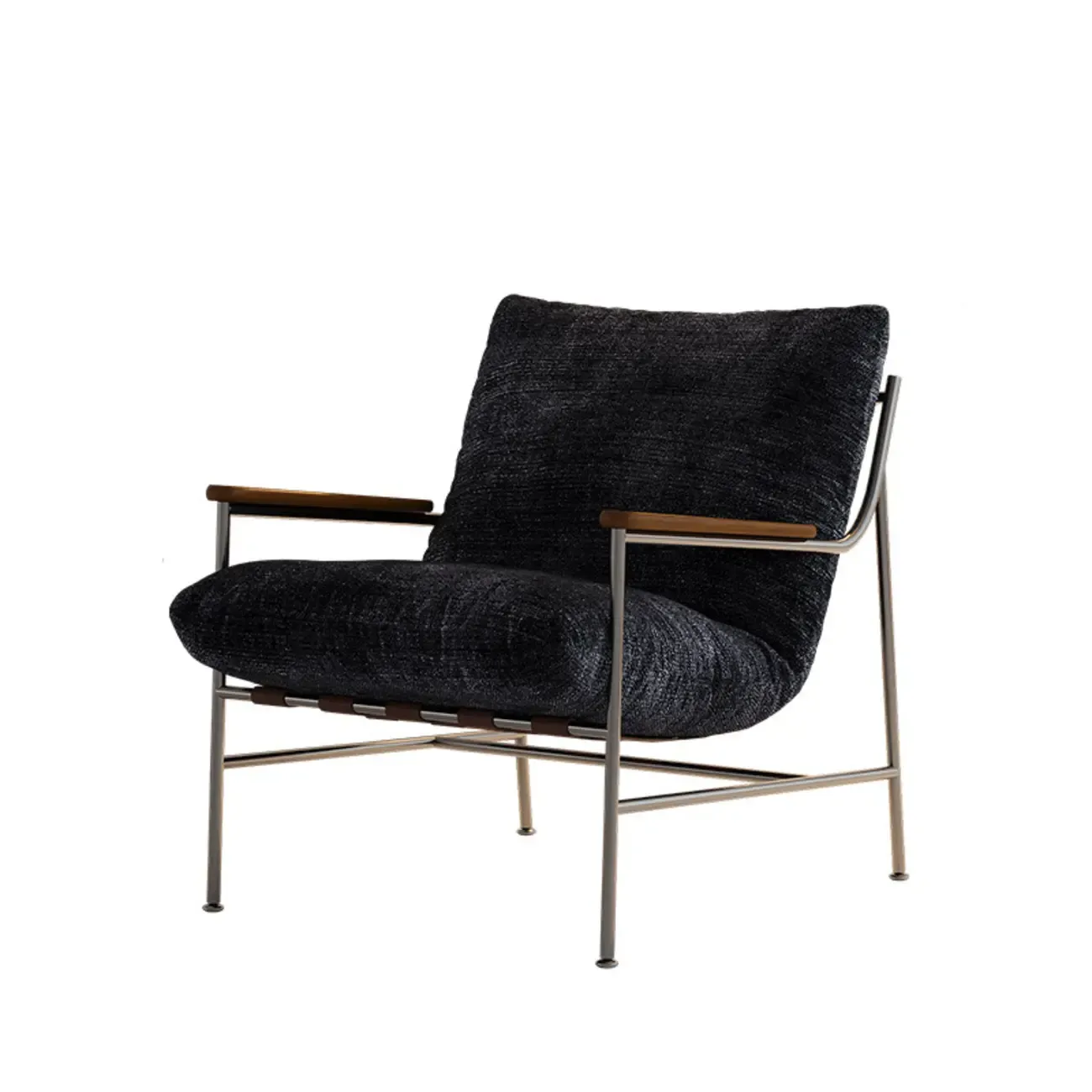 Mid-Century Modern Chenille Metal Frame Accent Chair