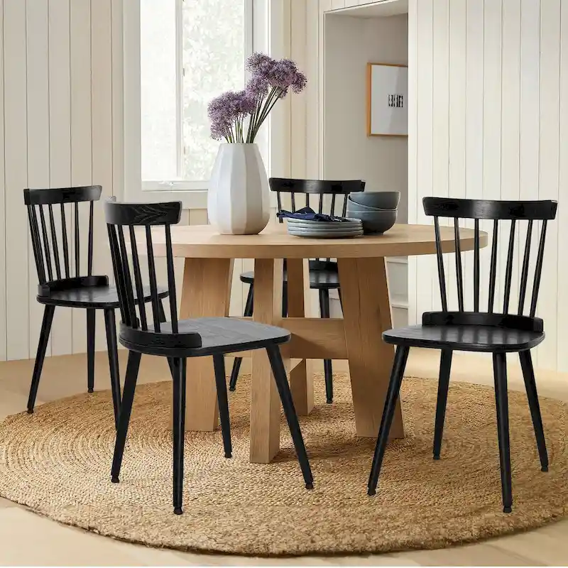 Farmhouse Dining Chairs with Spindle Back - 33.3H x 17.4W x 19.7D