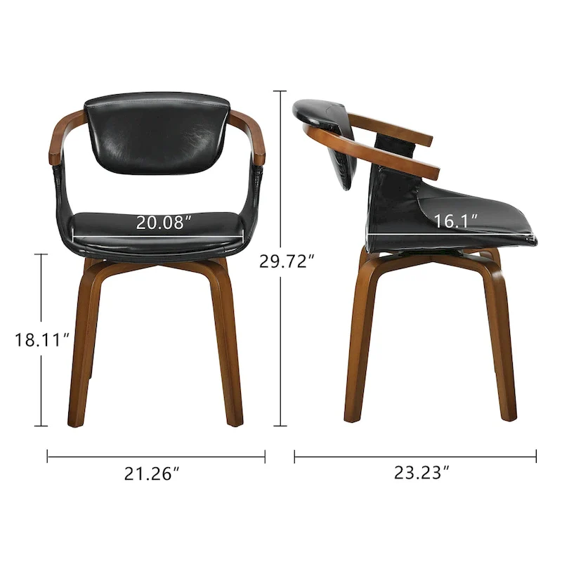 Art Leon Set of 4 Wood and Faux Leather Swivel Chairs