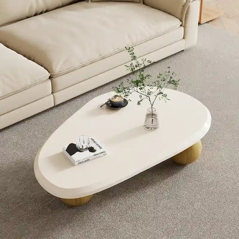 51 Modern Wood Coffee Table with 3 ball legs