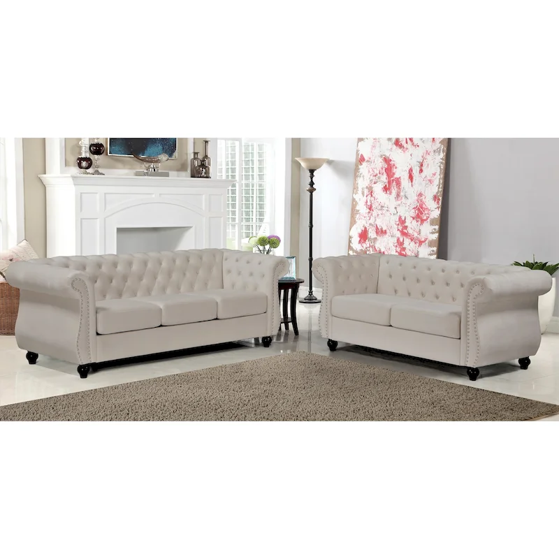 Kemos Velvet Chesterfield 2-piece Living Room Set