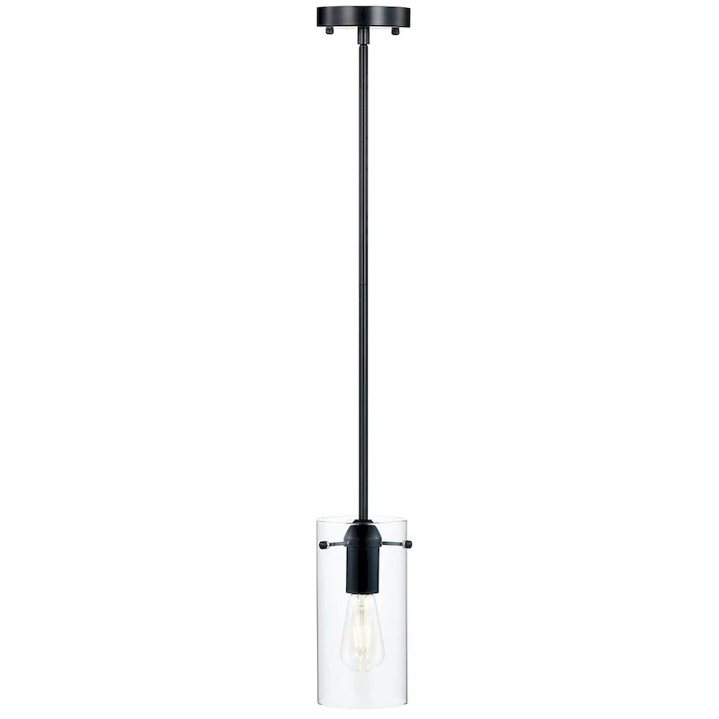 CO-Z Farmhouse Clear Glass Pendant Ceiling Light Fixture - Black