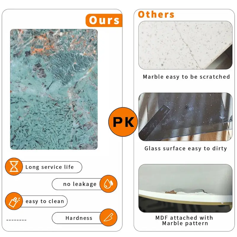 End Table 2-Tier Round Side Accent Table with Sintered Stone Tabletop - 15.7x15.7x21.3 inch