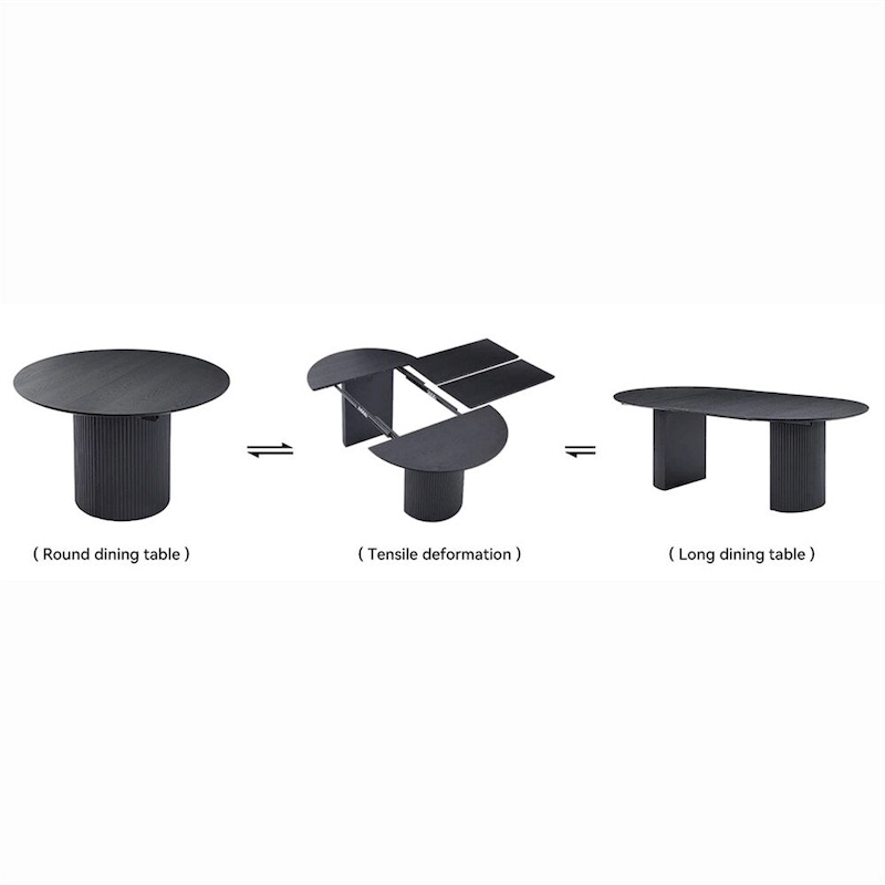 Solid Top Kitchen Oval Expandable Dining Table - N/A