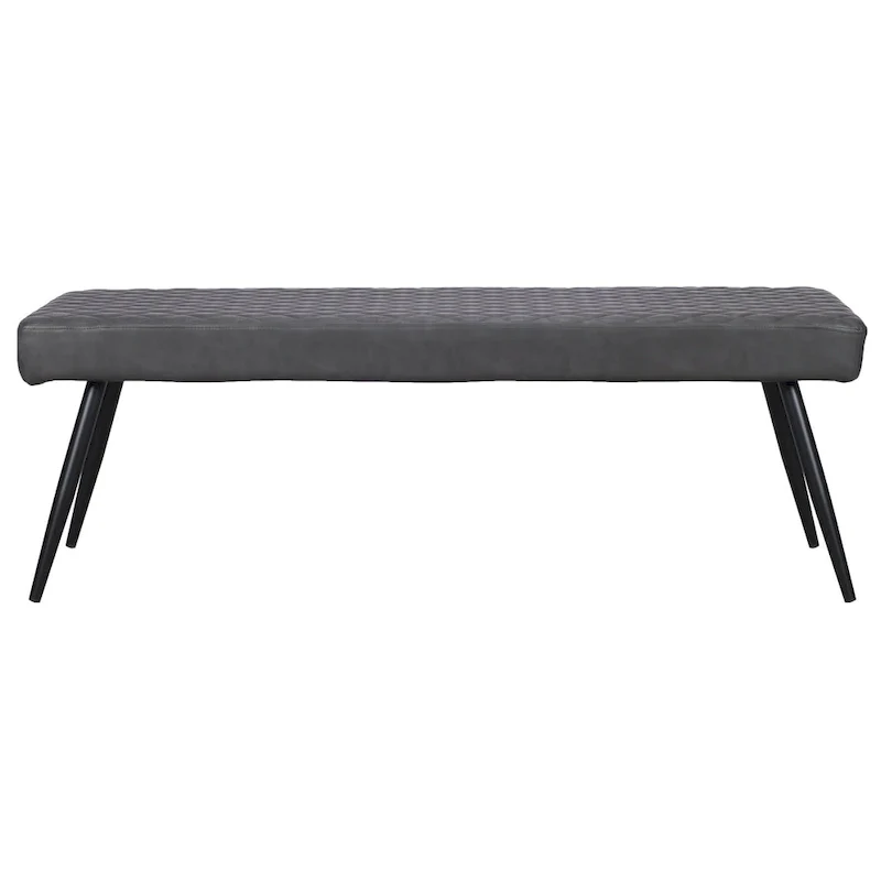 HomeRoots 54 Dark Gray and Black Faux Leather Upholstered Dining Bench - 53.54' X '18.7' X '16.54