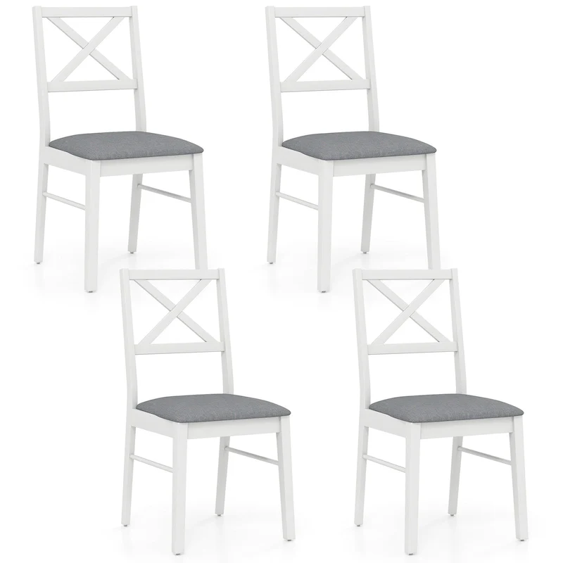Dining Chairs Set of 4 Upholstered Kitchen Side Chairs w/ Rubber