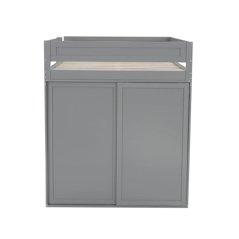 Full Pine Loft Bed with Wardrobes and Desk